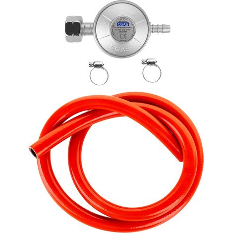 Détendeur pour bouteilles de gaz de 11 kg, tuyau de 1 m, colliers de serrage