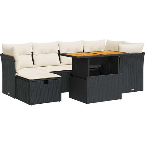 Maison Exclusive - Set sofás jardín y cojines 7 pzas ratán sintét (1/5)