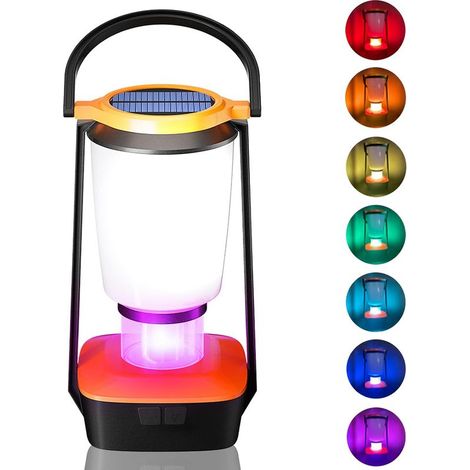 Linterna de Camping LED, Lámpara Solar de Camping Recargable de 4400mAh con Brillo Ajustable y 4 Modos (1/5)