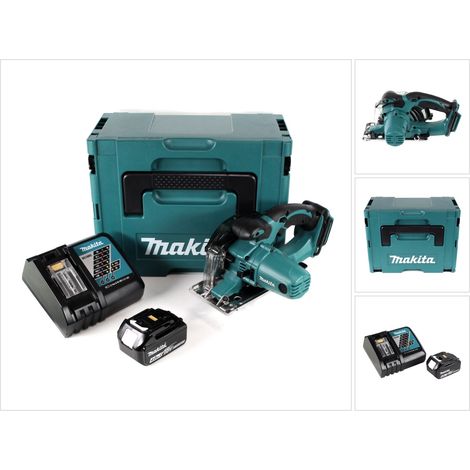 Makita DCS 552 RM1J 18 V Scie circulaire à main sans fil métal 136 mm + Coffret Makpac + 1x Batterie 4,0 Ah + Chargeur + Lame de scie et lunettes de protection (1/5)