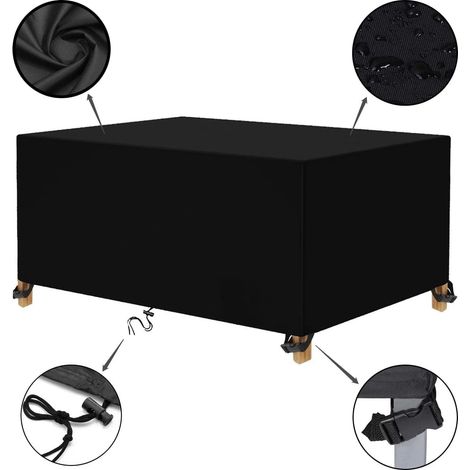 Housse Salon de Jardin 120x95x75cm Housse Table Jardin Protection Bache Table de Jardin Mobilier Extérieur Imperméable Housse de Meuble Anti-UV Tissu Oxford Noir
