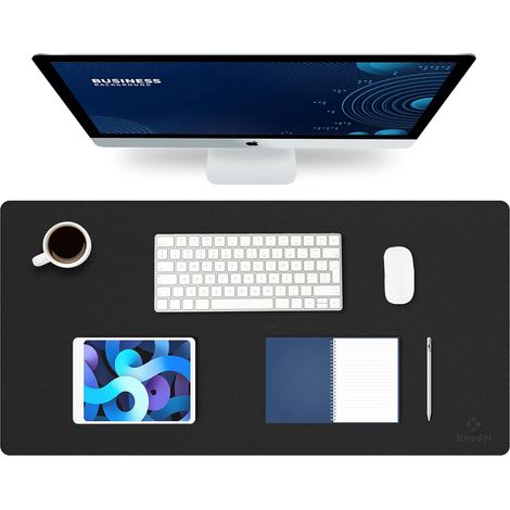 Sollbry Protector de escritorio de cuero, protector grande para computadora, protector para portátil, protector de escritorio (80 x 40 cm, negro) (1/5)