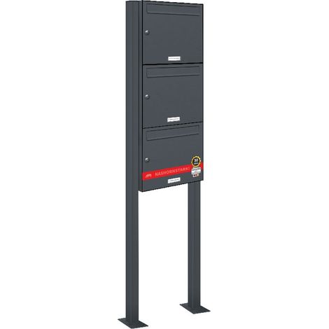 3er Standbriefkasten Anlage Freistehend RAL 7016 - Anthrazit (1/5)