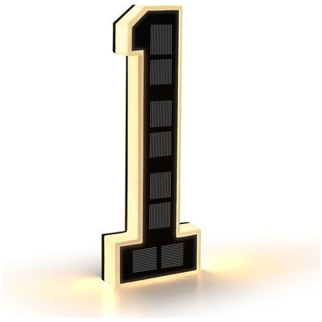 Numéro de Maison Lumineux Noir (1 Noir, 23 cm) Numero de Maison Exterieur Solaire Illuminé pour Extérieur étanche, Numero Porte, Plaque de Numéro de Maison Illuminée Solaire (1/5)