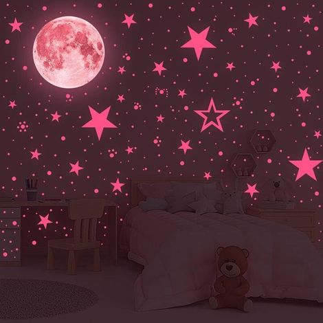 Sticker Mural Lumineux - Étoile Lune Point - PVC Non Toxique - Pour Chambre Enfant Crèche - 435 Pièces (1/5)