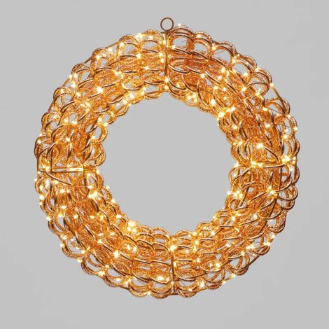 Couronne lumineuse ø40cm Rose Gold 400 MicroLED blanc chaud fixe & scintillant IP44 métal Lotti (1/5)