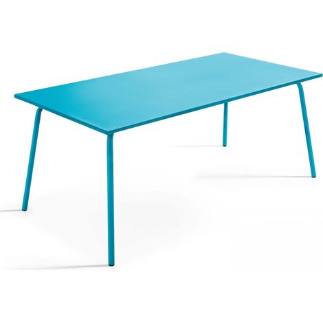 Table de jardin rectangulaire en métal bleu - Palavas (1/5)