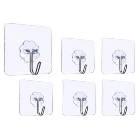 6PCS Crochets adhésifs Transparents,Crochet Mural de Cuisine avec Crochets inoxydables Serviette de Bain Utilitaire Crochets de Plafond GROOFOO (1/5)