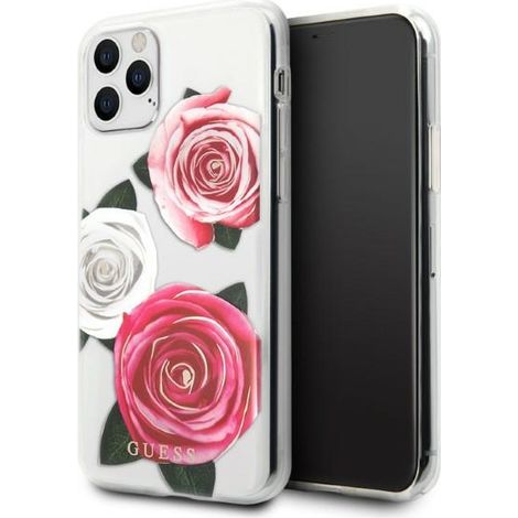Guess GUHCN58ROSTRT iPhone 11 Pro transparente Hartschalen-Hülle Flower Desire Rosa & Weiße Rose (1/5)
