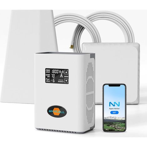 Amplificateur Reseau Mobile 5G 4G LTE GSM pour et Plus, Amplificateur de Signal Cellulaire sur la Bande 1, 3, 7 et 20 avec Une Grande Couverture Antenne (1/5)