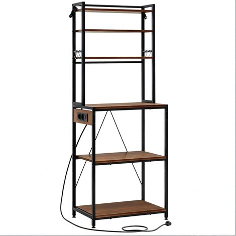 Scaffale da cucina con prese e 6 ripiani 60 x 40 x 167 cm marrone rustico (1/4)