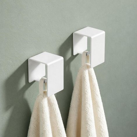 Mai & Mai Gancio Adesivo Bagno in Acciaio al Carbonio Appendi Porta Asciugamani Impermeabili per Bagno Cucina e Soggiorno, Bianco Sabbia, 2 Pezzi, Tavrin-01 (1/5)