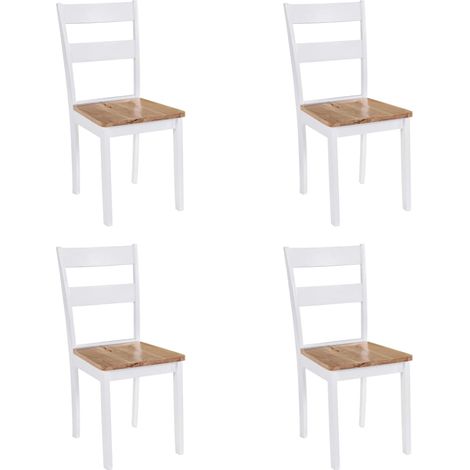 Juego de 4 sillas de cocina comedor de diseño clásico madera maciza de caucho blanco CDS021228