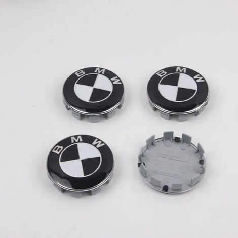 (Enjoliveur 56 mm) - Logo BMW Baoma pour voitures Série 1, Série 3, Série 5, Série 7 (emblème de capot), X3, X5 (modifié, noir et blanc, avant et arrière). (1/4)