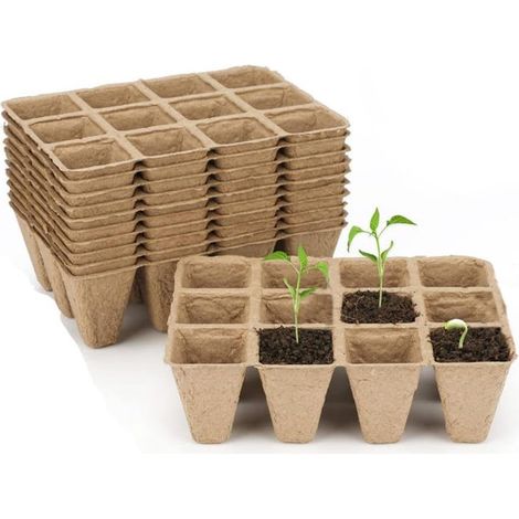 10 plateaux de semis, pots de plantation, plateaux de semis, avec 10 étiquettes pour plantes (1/5)