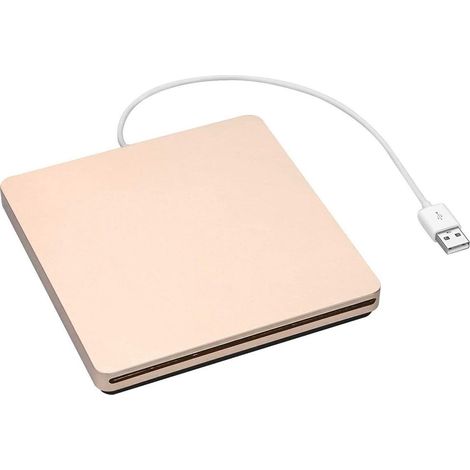 Lecteur DVD Externe - USB 2.0 Et Type-C - Compatible Mac Et Windows - Lecture Et Gravure CD DVD VCD - Or - 1 Pièce (1/5)