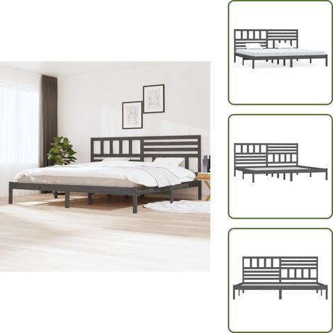 Massivholzbett Grau Kiefer 200x200 cm - Holzbett - Massivholzbette - Kiefernbett - Doppelbett - Boxspringbetten (1/5)