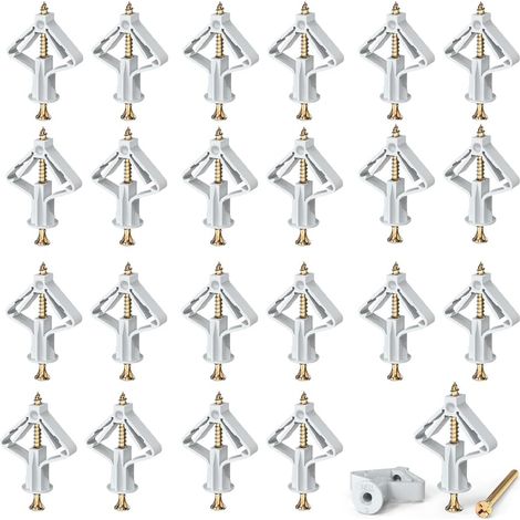100 Chevilles Papillon pour Placo avec 100 Vis de 50mm, Kit de Fixation pour Cloisons Sèches et Plaques Minces, Capacité de Charge 22,7kg (1/5)