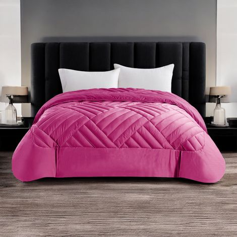 Double couette d'hiver chaude et douce effet plume « Intreccio », en velours de luxe, rembourrage 280g, 260x260 cm Violet