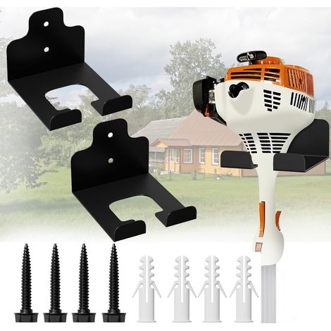 Support mural coupe-bordures lot 2, rangement outils jardin robuste antirouille garage maison (1/5)