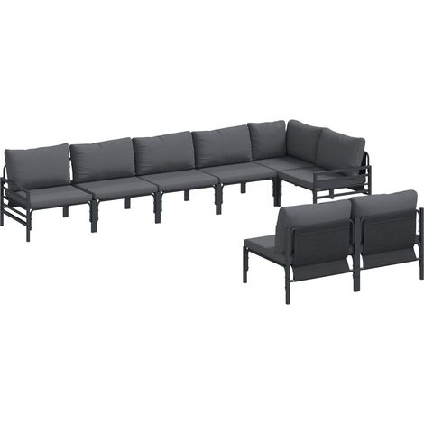 Maison Exclusive - Conjunto de sofás de jardín 8 uds. Negro Acero (1/5)