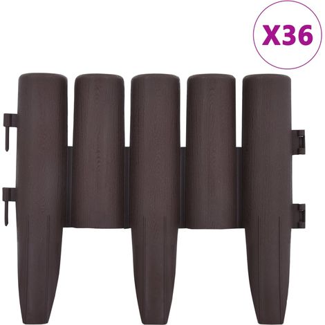 Bordures de pelouse 36 pcs Marron 10 m PP CFW356006 (1/5)