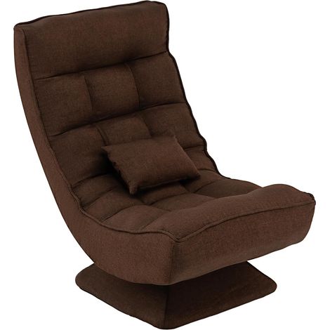 GOPLUS Canapé Relaxation Pivotante Pliable, Dossier Réglable 5 Positions et Coussin, Canapé Méditation Charge 110KG, 63x71x92CM,Café (1/5)