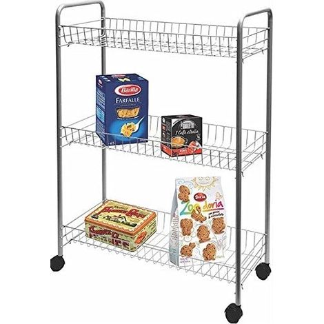 Carrello Portaverdure da Cucina Slim Big Store 3 Piani Silver con Ruote Artex (1/2)