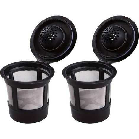 Set of 2 reusable coffee maker filters, compatible with all coffee machines, black. (1/5)