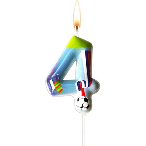 Bougie chiffre pailletée 4 - Décoration de gâteau de football - Bougie 4 anniversaire - Décoration de gâteau décorative - Bougie d'anniversaire - Bougie d'anniversaire pour enfants (1/5)