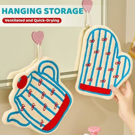 2 Pièces Linges De Cuisine en Coral Fleece Gants Et Torchons pour La Vaisselle Serviettes De Séchage Haut De Gamme pour (1/5)