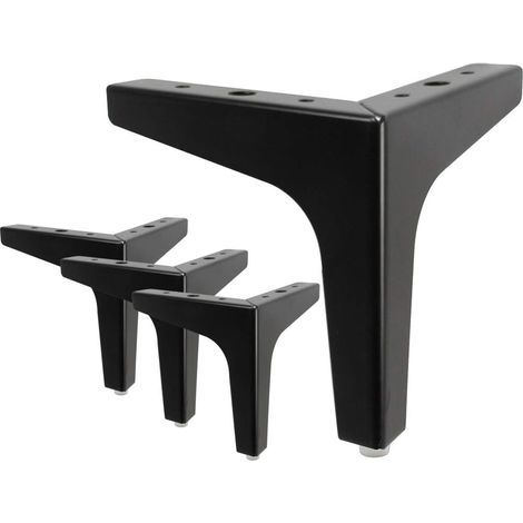 4 Stück Bettbeine, Metall Tischbeine mit Schrauben & Bodenschutz für DIY Möbel Sofa Sessel Sofa Stuhl 5 Zoll Schwarz (1/2)