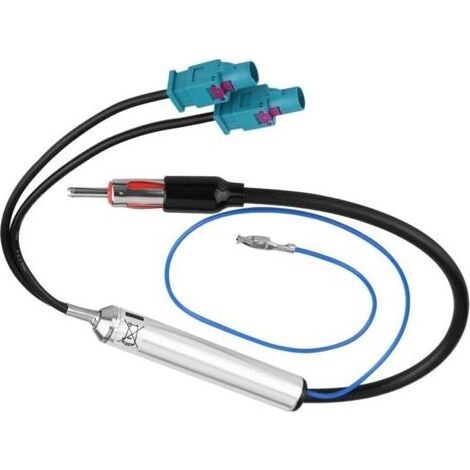 Adaptateur d'Antenne Stéréo pour Autoradio,Adaptateur d'Antenne Double Câble à Mâle Amplificateur de Signal pour Tous Les Modèles avec Connecteur Double Fakra (1/5)
