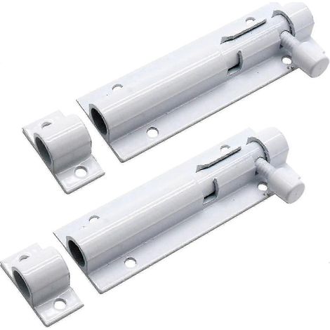 Verrou coulissant en alliage d'aluminium blanc, barillet de porte de sécurité de 7,6 cm (3 pouces), lot de 2 (1/4)