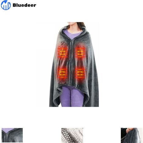 Kabellose Heizdecke/Schal, tragbare USB-Heizdecke mit 3 Temperaturstufen, waschbarer elektrischer Heizponcho, 150 x 85 cm (1/5)