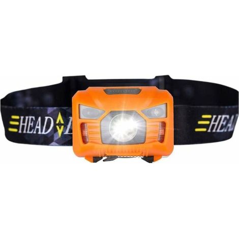 Lampada frontale a LED ricaricabile da 5W con sensore di movimento, mini lampada frontale con porta USB per attività all'aperto come campeggio, ciclismo, corsa e pesca.