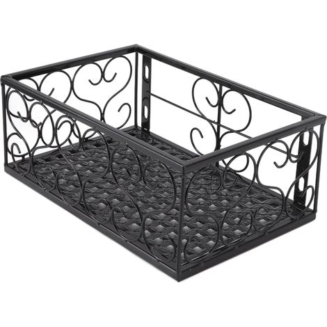 Support de Pots de Fleurs pour Balcon en Fer Épais, Étagère Décorative pour Garde-Corps avec Attaches, Adapté aux Balustrades de 6.5cm/2.6in
