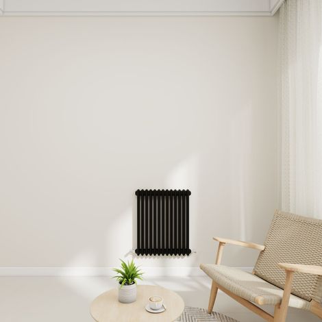 Stech Homes 600x605mm Black Traditional 2 Column Horizontal Cast Iron Style Central Heating Radiator
