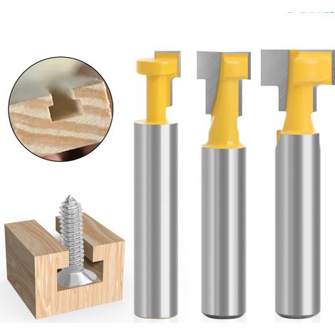 3 Stück T-Nutenfräser Set 8mm Schaft, Holz Profilfräser Tischlerwerkzeug