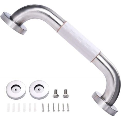 1pc Barre d'appui de douche (30 cm blanche) barre d'appui murale en acier inoxydable, poignée de bain sûre pour toilettes, salle de bains, cuisine, escaliers (1/3)