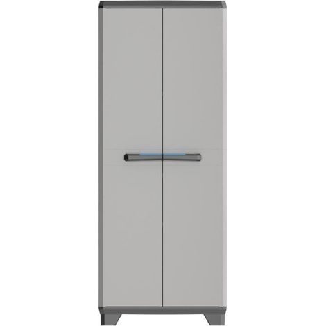 Armoire d'atelier haute 68 x 39 x 173 cm – 3 étagères réglables – Cadenassable – Capacité de charge 15 kg par étagère – KIS