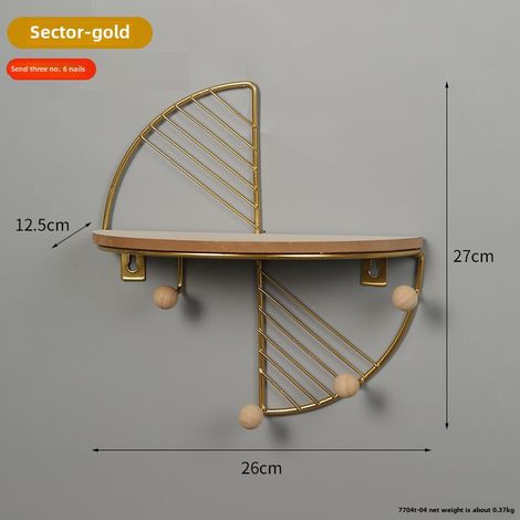 Kreatives Metallwandregal für Wohnzimmer, Eingangsbereich oder Schlafzimmer mit Schlüsselaufbewahrung (7704T-04 Sector-Gold) (1/5)