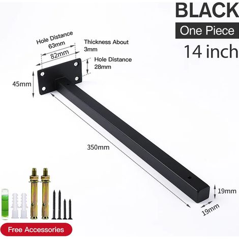 (Noir 35,5 cm) 2 supports d'étagère murale en acier inoxydable, robustes, pour banc, table ou étagère. Quincaillerie pour meubles (1/5)
