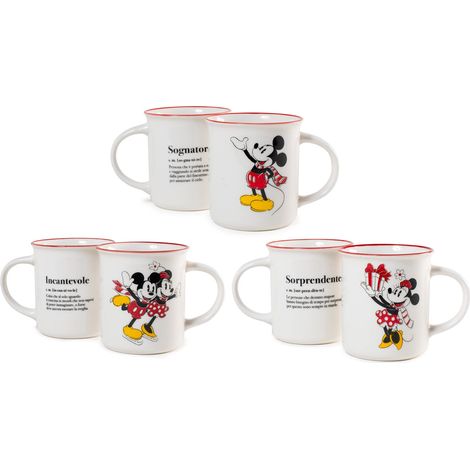 HOME Mickey e Minnie Xmas Set 6 Tazze Mug in New Bone China, 330cc, Natalizie, Festività, Natale, 7312568 (1/3)