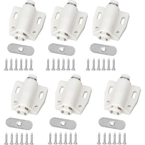 Magnetische Druckriegel zum Öffnen, 6 Stück magnetische Schranktürriegel für Küche, Bad, Kleiderschrank (1/5)