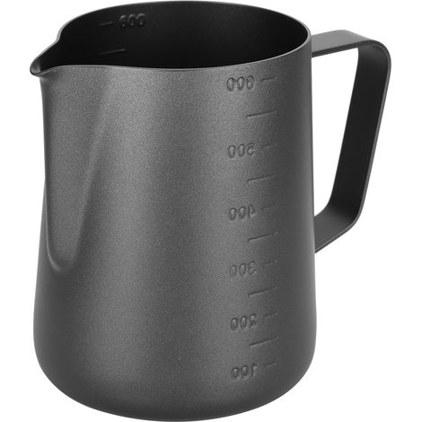 Pichet à mousser le lait avec double graduation, idéal pour épaissir le café et réaliser des lattes artistiques à la maison ou au bureau (600 ml). Convient pour une utilisation à domicile ou au bureau (1/5)
