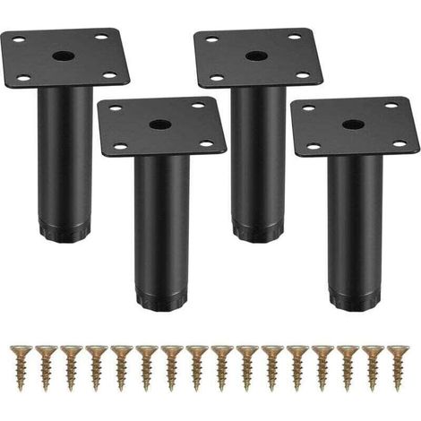 4 Pièces Pieds de Meuble, 8 cm/3,15 Pouces Pieds de Meubles Réglables, Pieds de Support en Fixation en Métal pour Meubles/Table/Chaise/Bureau/Cuisine/Armoire/Canapé (1/4)