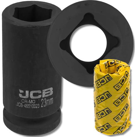 Chiave a bussola a impatto profonda JCB da 3/4" in acciaio Cr-Mo a 6 punte da 23 mm