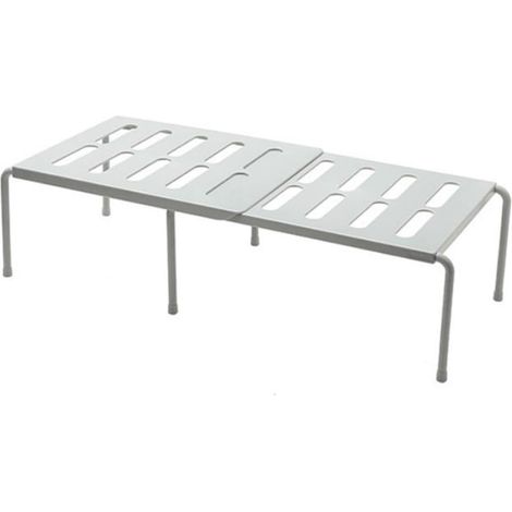 Lot de 2 Étagères à Chaussures à Plusieurs Niveaux en Plastique Blanc et Gris, Gain de Place Cuisine et Salon, Étagère de Rangement Pratique et Empilable pour Organiser Chaussures (1/5)