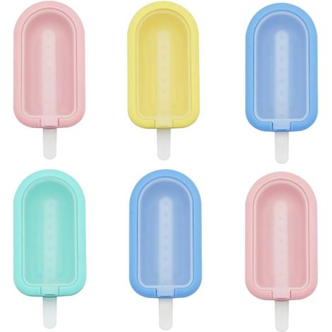 Moules à glace avec couvercles, ensemble de moules à glace en silicone, moules à glace réutilisables pour glaces maison, moules à glace empilables pour enfants, sans BPA (multicolore, 6 pièces) (1/5)